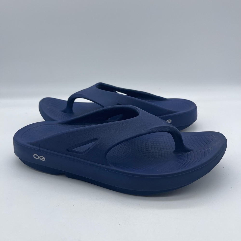 Oofos Men's Size 10 / Women's 12 Recovery Thong Sandals Blue Flip Flops